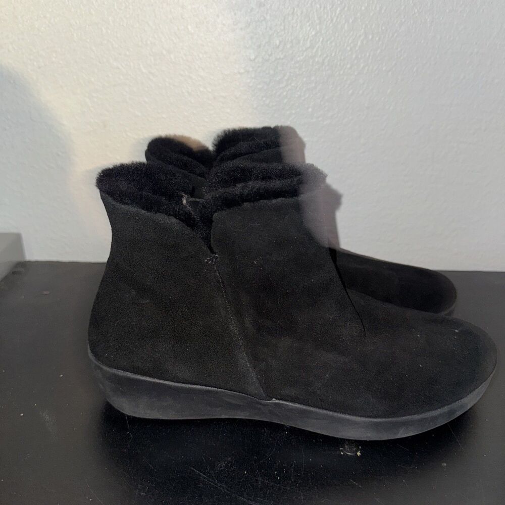 FitFlop Sumi Suede Fur Lined Ankle Boots Shoes Black Womens 9 Fit Flop